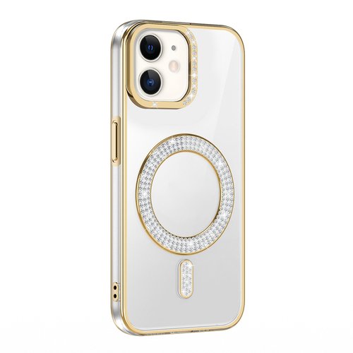 iPhone 11 Kılıf Pırlanta Taş Tasarımlı M-safe Şarj Özellikli Karetta Silikon Kapak