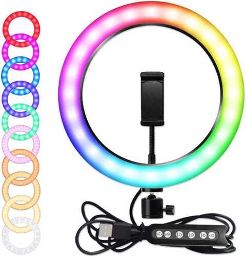 Zore RGB MJ-26 Işıklı Telefon Tutucu 15 Renk Ring Light