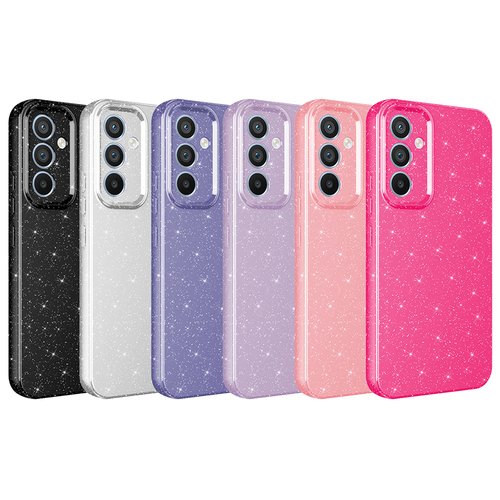 Galaxy S24 FE Kılıf Kamera Korumalı Simli Parıltılı Lüks Silikon