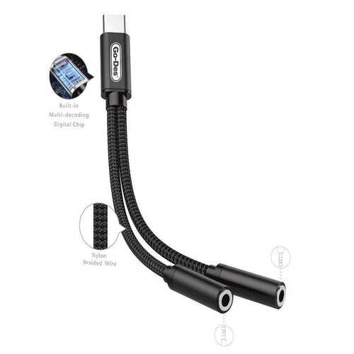 GD-UC037 Go Des Type-C To Double 3.5mm Dönüştürücü