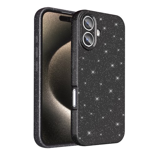 iPhone 16 Kılıf Kamera Korumalı Simli Parıltılı Lüks Silikon