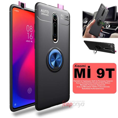 Xiaomi Mi 9T Yüzüklü Stantlı Manyetikli Kamera Korumalı Kılıf