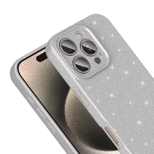 iPhone 16 Pro Kılıf Kamera Korumalı Simli Parıltılı Lüks Silikon