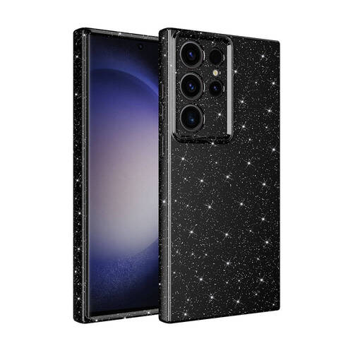 Galaxy S24 Ultra Kılıf Kamera Korumalı Simli Parıltılı Lüks Silikon