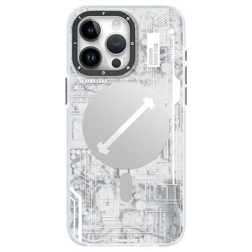 iPhone 15 Pro Max Uyumlu Kılıf Magsafe Şarj Özellikli YoungKit Technology Serisi Kapak Beyaz