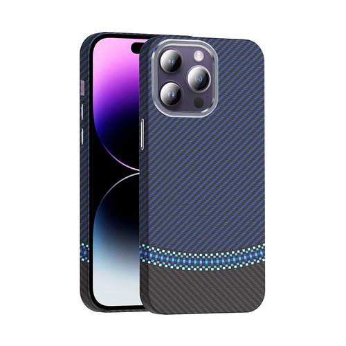 iPhone 14 Pro Max Kılıf Magsafe Şarj Özellikli Karbon Fiber Görünümlü Gros Kapak