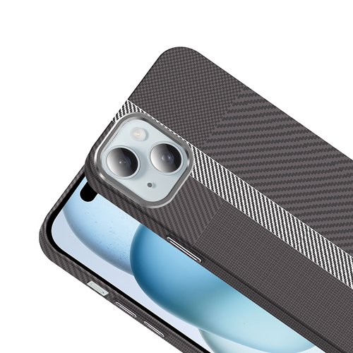 iPhone 15 Kılıf Magsafe Şarj Özellikli Karbon Fiber Görünümlü Gros Kapak