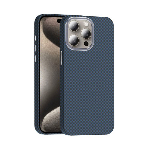 iPhone 15 Pro Kılıf Magsafe Şarj Özellikli Karbon Fiber Görünümlü Gros Kapak