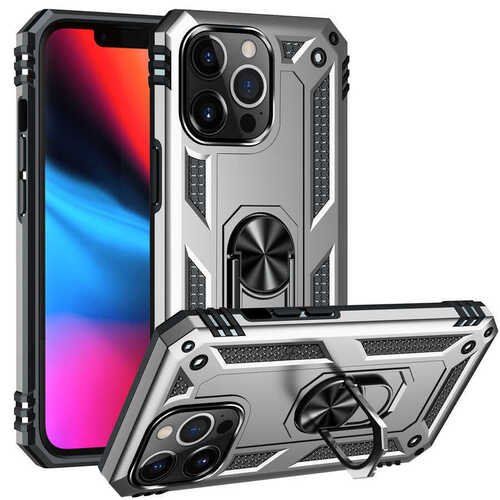 iPhone 13 Pro Kılıf Yüzüklü Standlı Manyetikli Armor Zırh Silikon