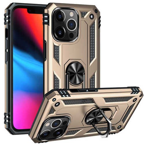 iPhone 13 Pro Max Kılıf Yüzüklü Standlı Manyetikli Armor Zırh Silikon