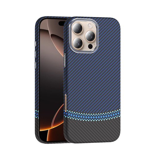 iPhone 16 Pro Max Kılıf Magsafe Şarj Özellikli Karbon Fiber Görünümlü Gros Kapak