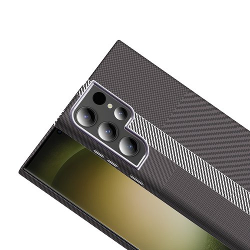 Galaxy S23 Ultra Kılıf Magsafe Şarj Özellikli Karbon Fiber Görünümlü Gros Kapak