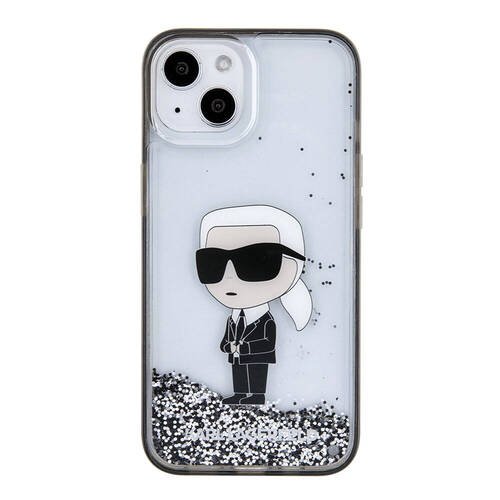 Apple iPhone 15 Plus Kılıf Karl Lagerfeld İkonik Sıvılı Glitter Orjinal Lisanslı Kapak