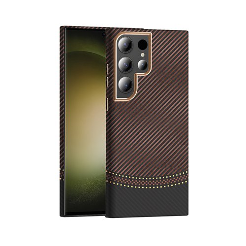 Galaxy S24 Ultra Kılıf Magsafe Şarj Özellikli Karbon Fiber Görünümlü Gros Kapak