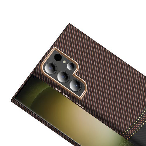 Galaxy S24 Ultra Kılıf Magsafe Şarj Özellikli Karbon Fiber Görünümlü Gros Kapak