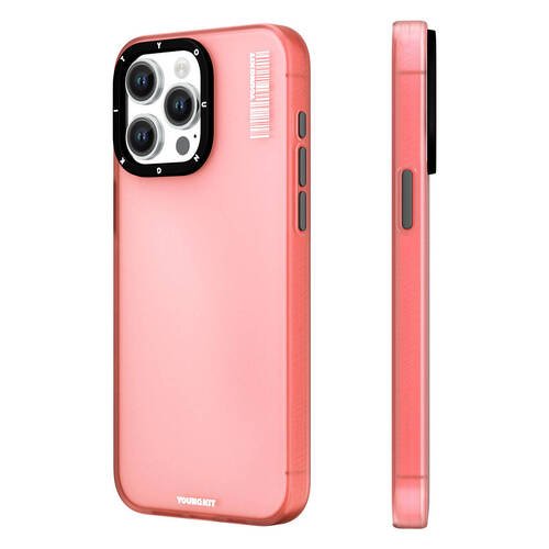 iPhone 15 Pro Kılıf Buzlu Mat Tasarım Youngkit Hidden Sand Serisi Kapak Pembe