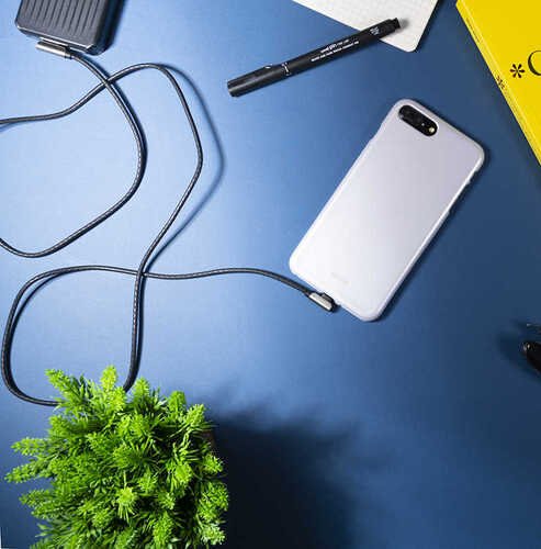 Roar Deri Kabartma Hızlı Şarj Lightning USB Kablo