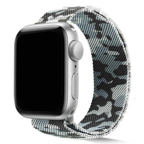 Apple Watch 44mm KRD-40 Tel Örgü İşlemeli Metal Kordon