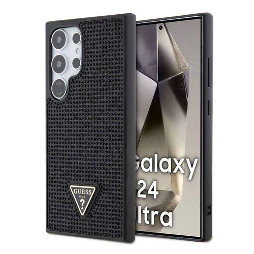 Galaxy S24 Ultra Kılıf Guess Orjinal Lisanslı Taşlı Arka Yüzey Üçgen Logolu Kapak