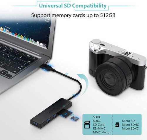 Qgeem QG-UH05 UH05 Type-C Hub 5 in 1 Micro SD + USB 3.0 Çoğaltıcı Adaptör 20 cm