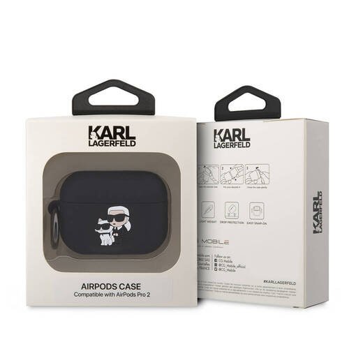 Apple Airpods Pro 2 Kılıf Karl Lagerfeld Orjinal Lisanslı Karl & Choupette 3D Silikon Kapak