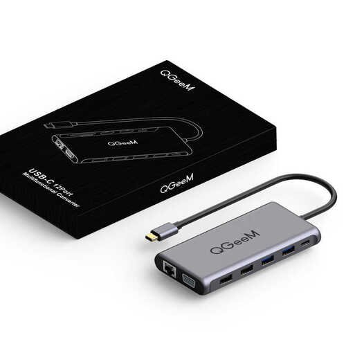 Qgeem QG-UH12-V 12 in 1 Çok Fonksiyonlu Usb Çoğaltıcı Hub VGA-RJ45-HDMI-SD Kart 480 Mbps