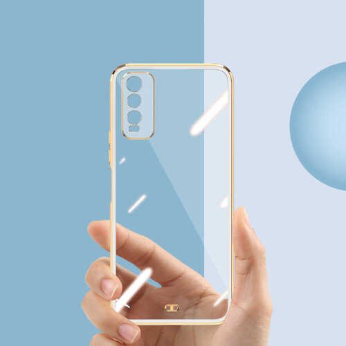 Vivo Y20S Kılıf Kamera Korumalı Kenarları Renkli Şeffaf Voit Silikon