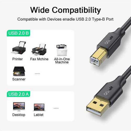 Qgeem QG-CVQ23 USB-A to USB-B Kablo 305 cm Yazıcı Kablosu 480 Mbps Veri Aktarım