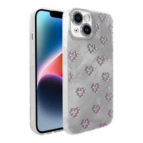 iPhone 14 Kılıf Kamera Çıkıntılı Parlak Figürlü Shiny Happy Silikon Kapak