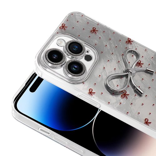 iPhone 14 Pro Max Kılıf Kamera Çıkıntılı Parlak Figürlü Shiny Happy Silikon Kapak