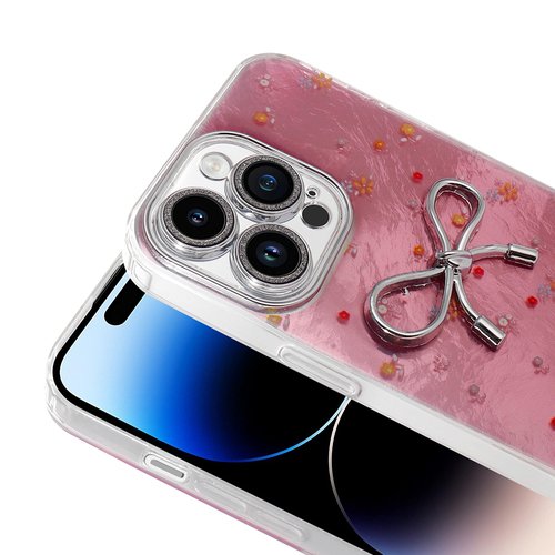 iPhone 14 Pro Max Kılıf Kamera Çıkıntılı Parlak Figürlü Shiny Happy Silikon Kapak