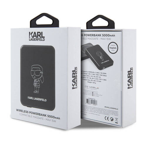 Karl Lagerfeld Led Işıklı Göstergeli Magsafe Magnetik Orjinal Lisanslı Powerbank 5000 Mah