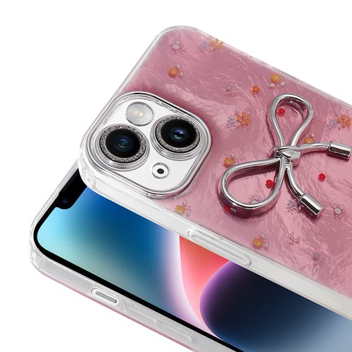 iPhone 15 Kılıf Kamera Çıkıntılı Parlak Figürlü Shiny Happy Silikon Kapak