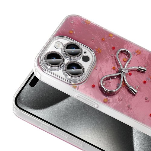 iPhone 15 Pro Kılıf Kamera Çıkıntılı Parlak Figürlü Shiny Happy Silikon Kapak