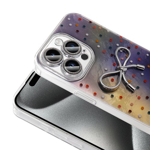 iPhone 15 Pro Kılıf Kamera Çıkıntılı Parlak Figürlü Shiny Happy Silikon Kapak