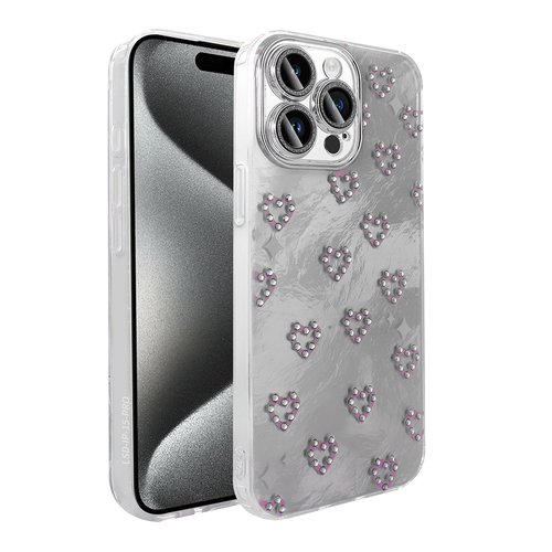 iPhone 15 Pro Max Kılıf Kamera Çıkıntılı Parlak Figürlü Shiny Happy Silikon Kapak