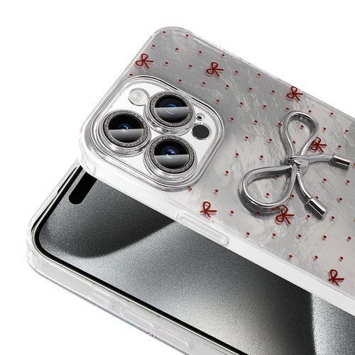 iPhone 15 Pro Max Kılıf Kamera Çıkıntılı Parlak Figürlü Shiny Happy Silikon Kapak