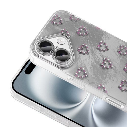 iPhone 16 Plus Kılıf Kamera Çıkıntılı Parlak Figürlü Shiny Happy Silikon Kapak