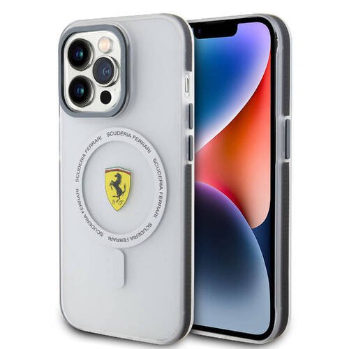 iPhone 15 Pro Uyumlu Kılıf Ferrari Orjinal Lisanslı Magsafe Özellikli Kontrast Bumper SF Ring Siyah