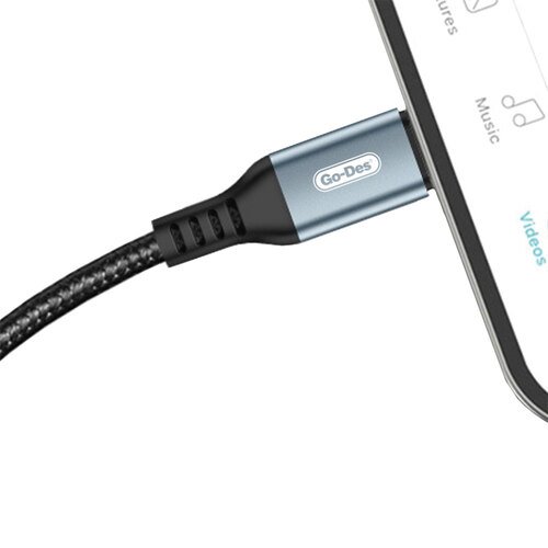 Lightning to Type-C ve Lightning to USB-A Kablo 1.2M Go Des GD-UC595 Biyonik Terminal Tasarım PD20W