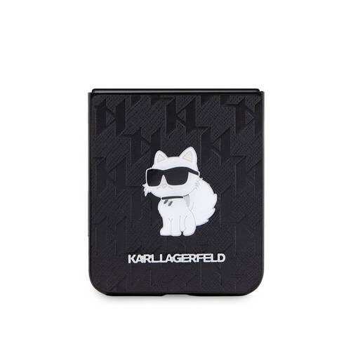 Galaxy Z Flip 5 Kılıf Karl Lagerfeld Orjinal Lisanslı KL Desenli Choupette İkonik Saffiano Kapak