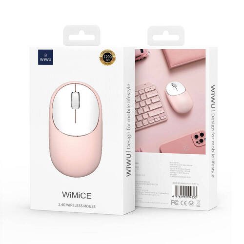 Kablosuz USB Bağlantılı Mouse Wiwu WM107 Wimice 1200 DPI Pembe