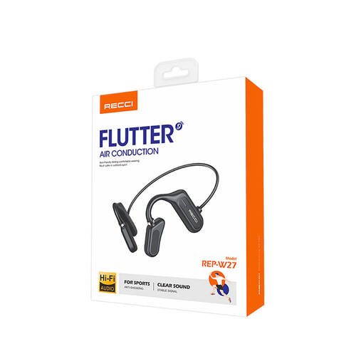 Recci REP-W27 Flutter Serisi Suya Dayanıklı Sporcu Bluetooth Kulaklık Siyah