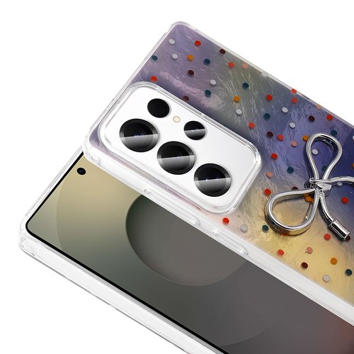 Galaxy S23 Ultra Kılıf Kamera Çıkıntılı Parlak Figürlü Shiny Happy Silikon Kapak