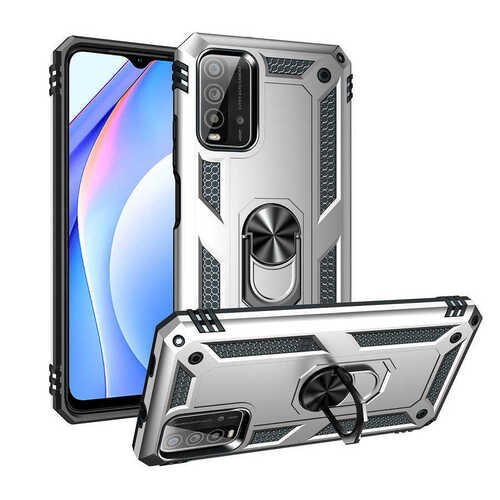 Xiaomi Redmi 9T Kılıf Yüzüklü Standlı Manyetikli Armor Zırh