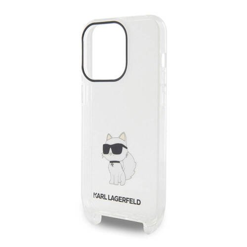 Apple iPhone 15 Pro Kılıf Karl Lagerfeld Orjinal Lisanslı Boyun Askılı Choupette İkonik Crossbody Kapak