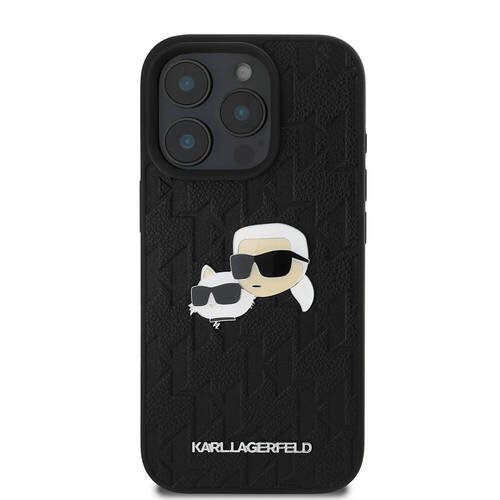 Apple iPhone 16 Pro Kılıf Karl Lagerfeld Orjinal Lisanslı K&C Heads Monogram Pin Kapak