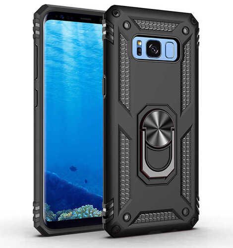 Galaxy S8 Kılıf Yüzüklü Standlı Manyetikli Armor Zırh