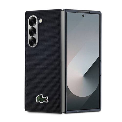 Galaxy Z Fold 6 Kılıf Lacoste Orjinal Lisanslı PU Pike Desenli Arka Yüzey İkonik Timsah Dokuma Logolu Kapak