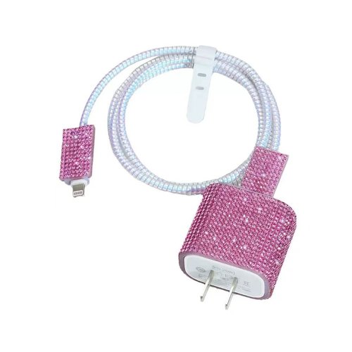 Işıltılı Taşlı Lüx Şarj Aleti Koruyucu 4in1 Set